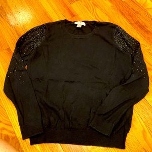 Loft Black w/ silver sequins Women’s size S lightweight sweater. Holiday wear!